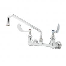 T&S Brass B-0231-WH4 - Double Pantry Faucet, 8'' Wall Mount, 4'' Wrist-Action Handles, 12''