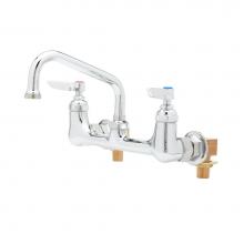 T&S Brass B-0232-ELK - 8'' c/c Double Pantry Faucet, Wall Mount, 6'' Swing Nozzle, Lever Handles &