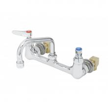 T&S Brass B-0232-ELK - 8'' c/c Double Pantry Faucet, Wall Mount, 6'' Swing Nozzle, Lever Handles &