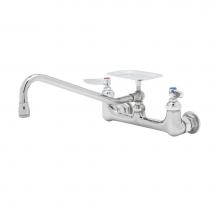 T&S Brass B-0233-02 - Double Pantry Faucet, Wall Mount, 8'' Centers, 8'' Swing Nozzle with Soap Dish