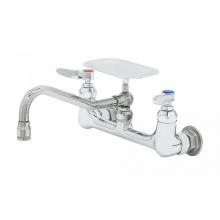 T&S Brass B-0233-02 - Double Pantry Faucet, Wall Mount, 8'' Centers, 8'' Swing Nozzle with Soap Dish