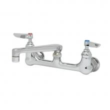 T&S Brass B-0234-BST - Double Pantry Faucet, Wall Mount, 8'' Centers, 6'' Cast Spout, Built In Stops