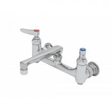 T&S Brass B-0234-BST - Double Pantry Faucet, Wall Mount, 8'' Centers, 6'' Cast Spout, Built In Stops