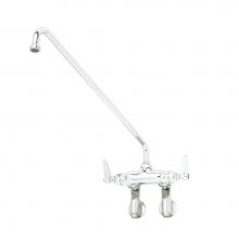 T&S Brass B-0239 - Double Pantry Faucet, Wall Mount, Adjustable Centers, 16'' Swing Nozzle, Lever Handles