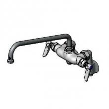 T&S Brass B-0241 - Double Pantry Faucet, Wall Mount, Adjustable Centers, Integral Stops, 12'' Swing Nozzle