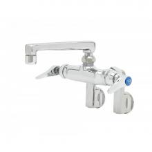 T&S Brass B-0243 - Double Pantry Faucet, Wall Mount, Adjustable Centers, Integral Stops, 6'' Cast Spout