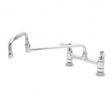 T&S Brass B-0245 - Double Pantry Faucet, Deck Mount, 8'' Centers, 18'' Double-Joint Swing Nozzle