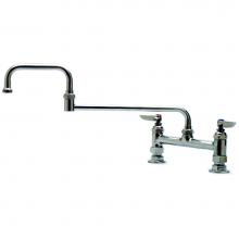 T&S Brass B-0246 - Double Pantry Faucet, Deck Mount, 8'' Centers, 15'' Double-Joint Swing Nozzle