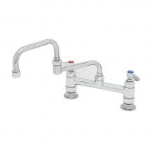 T&S Brass B-0247 - Double Pantry Faucet, Deck Mount, 8'' Centers, 12'' Double-Joint Swing Nozzle