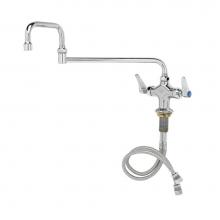 T&S Brass B-0250 - Double Pantry Faucet, Single Hole Base, 18'' Double-Joint Swing Nozzle