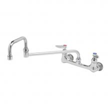 T&S Brass B-0265 - Double Pantry Faucet,Wall Mount,8''c/c,18'' Double Joint Swing Nozzle