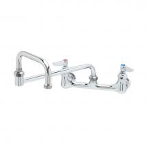T&S Brass B-0266-BST - Double Pantry Faucet, 8'' Wall Mount, 15'' Double Joint Swing Nozzle, Built-In
