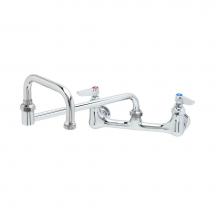 T&S Brass B-0266-CR-SC - Dual Pantry Mixing Faucet, 8'' Wall Mount, Check-Valve Ceramas, 15'' Dbl-Joint