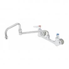 T&S Brass B-0266-CR-SC - Dual Pantry Mixing Faucet, 8'' Wall Mount, Check-Valve Ceramas, 15'' Dbl-Joint