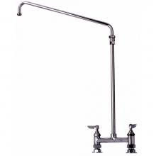 T&S Brass B-0281 - Double Pantry Faucet, Deck Mount, 8'' Centers, 12'' Elevated Swing Nozzle