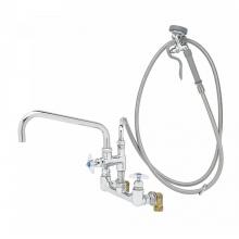 T&S Brass B-0284 - Big-Flo Mixing Faucet, 12'' Nozzle, 104'' Flex Hose, Spray Valve