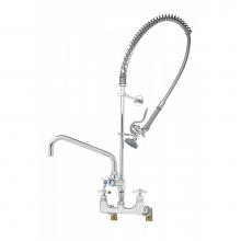 T&S Brass B-0287-427-B - Big-Flow Pre-Rinse Unit: 8'' Wall Mount, Add-On Faucet, Spray Valve, Inlet Supply Nipple