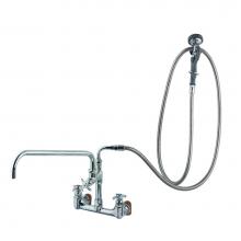 T&S Brass B-0289 - Big-Flo Spray Assembly: 8'' Wall Mount, 18'' Add-On Faucet, Angled Spray Valve