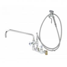 T&S Brass B-0289 - Big-Flo Spray Assembly: 8'' Wall Mount, 18'' Add-On Faucet, Angled Spray Valve