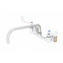 T&S Brass B-0290-14-WH4 - Big-Flo Mixing Faucet, 8'' Wall Mount, 14'' Swing Nozzle, Wrist Handles, 00LL