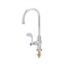 T&S Brass B-0308-04 - Single Pantry Faucet, Deck Mount, Swivel Gooseneck, Non-Splash Aerator, Wrist Blade Handle