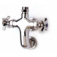 T&S Brass B-0316-LN - Wall Mount Swivel Base Faucet, Vertical Hot/Cold Inlets, Less Nozzle, 4-Arm Handles