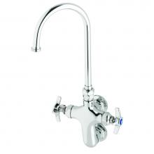 T&S Brass B-0316 - Vertical Double Pantry Faucet, Wall Mount, Rigid/Swivel Gooseneck with Stream Regulator