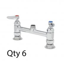 T&S Brass B-0320-LNM - Double Pantry Rigid Base Faucet, Deck Mount, 8'' Centers, Less Nozzle (Qty. 6)