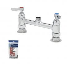 T&S Brass B-0320-LN - Double Pantry Swivel/Rigid Base Faucet, Deck Mount, 8'' Centers, Less Nozzle