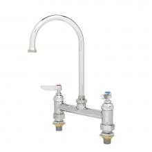 T&S Brass B-0321-CC - Double Pantry Faucet, Deck Mount, 8'' Centers, Swivel Gooseneck, Lever Handles, CC Inlet