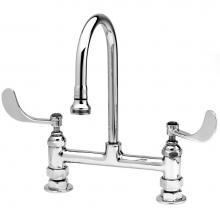 T&S Brass B-0322-04 - 8'' Deck Mount Mixing Faucet, Swivel/Rigid Gooseneck w/2.2 GPM Rosespray, 4''