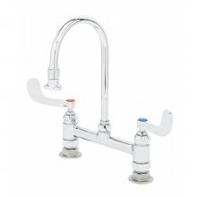 T&S Brass B-0322-04 - 8'' Deck Mount Mixing Faucet, Swivel/Rigid Gooseneck w/2.2 GPM Rosespray, 4''