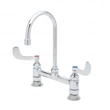 T&S Brass B-0323-04 - 8'' Deck Mount Medical Faucet, Swivel/Rigid Gooseneck, 4'' Wrist Action Handle