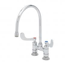 T&S Brass B-0324-CR-129X - 4'' DECK MOUNT SURGICAL FAUCET w/ CERAMA, 8 3/4'' GOOSENECK, 4'' WRI