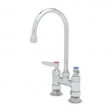 T&S Brass B-0325-A22 - Double Pantry Faucet, 4'' Deck Mount, Eternas, Swivel Gooseneck, 2.2 gpm Aerator