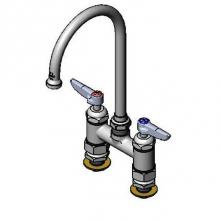 T&S Brass B-0325-CC-CR - 4'' c/c Double Pantry Faucet, Ceramas, Swivel Gooseneck, Lever Handles & 00CC Inlets
