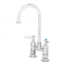 T&S Brass B-0325-M - Double Pantry Faucet, Deck Mount, 4'' Centers, Swivel Gooseneck (Qty. 6)