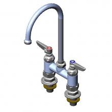 T&S Brass B-0325-NPL - 4'' c/c Pantry Faucet, Deck Mount, Swivel Gooseneck, Lever Handles & B-0425 Supply K