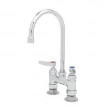 T&S Brass B-0325-NPL - 4'' c/c Pantry Faucet, Deck Mount, Swivel Gooseneck, Lever Handles & B-0425 Supply K