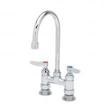 T&S Brass B-0325 - Double Pantry Faucet, Deck Mount, 4'' Centers, Swivel Gooseneck