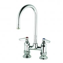 T&S Brass B-0326 - Double Pantry Faucet, 4'' Deck Mount 133X Swivel/Rigid GN w/ B-LT Outlet, Lever Handles