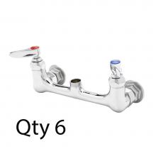 T&S Brass B-0330-LNM - Double Pantry Rigid Base Faucet, Wall Mount, 8'' Centers, Less Nozzle (Qty. 6)