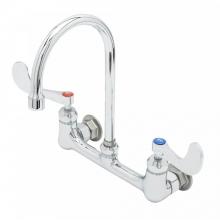 T&S Brass B-0331-CR4-L22 - 8'' Wall Mount Faucet, Ceramas, 4'' Handles, Swivel Gooseneck, 2.2 GPM Laminar