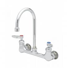 T&S Brass B-0331-CR - Faucet, 8'' Wall Mount, Ceramas, Swivel Gooseneck, Lever Handles, 1/2'' NPT In