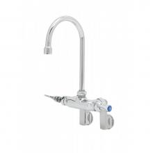 T&S Brass B-0340 - Double Pantry Fct, Wall Mt, Adj Centers, 5 3/4'' Swivel/Rigid Gooseneck, Lever Handles