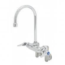 T&S Brass B-0342 - Double Pantry Fct Wall Mt, Adj Centers, 5 3/4'' Swivel/ Rigid Gooseneck, Integral Stops