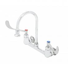 T&S Brass B-0350 - Wall Mount Faucet, 8'' Centers, S/R Gooseneck,2.2 GPM Rosespray, 6'' Wrist Han