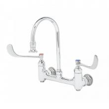 T&S Brass B-0352 - Wall Mount, 8'' Centers, Swivel/Rigid Gooseneck w/ 2.2 GPM Rosespray, Built-In Stops