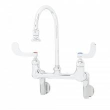 T&S Brass B-0355-04 - Wall Mount Faucet, Adjustable Centers, S/R Gooseneck, 2.2 GPM Rosespray, Built-In Stops