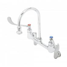 T&S Brass B-0355 - Wall Mount Faucet, Adjustable Centers, S/R Gooseneck, 2.2 GPM Rosespray, Built-In Stops